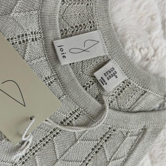 NWT Joie Ivory Shevron Knitted Metallic High Neck Dress Sz XS Festive Holidays - Picture 10 of 14